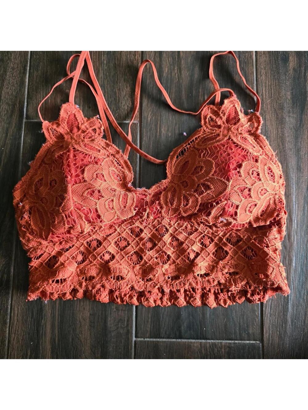 Women's Orange and Red Crop-top